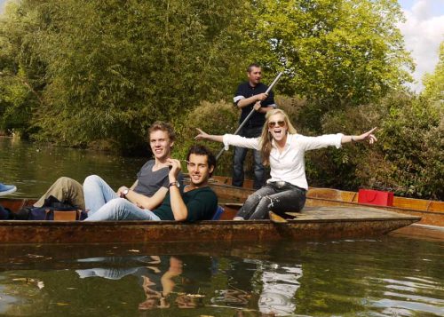 St Clares Oxford students punting in summer